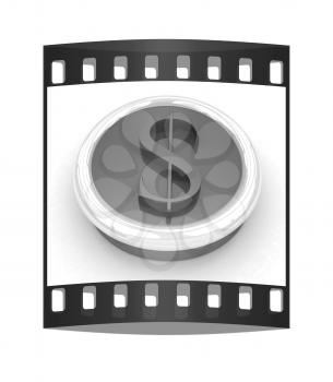 Dollar button on a white background. The film strip