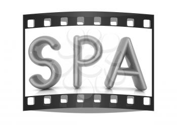 Spa 3d text on a white background. The film strip