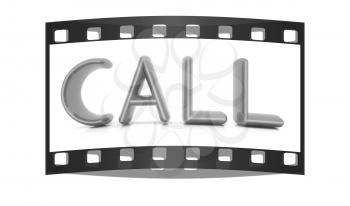 3d illustration of text 'call', search engine optimization symbol. The film strip