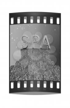 Background image of 3d text SPA on a white background. The film strip