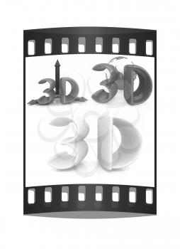 3d text on a white background. The film strip