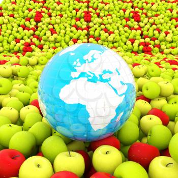 apples background and Earth. Global concept Thanksgiving Day