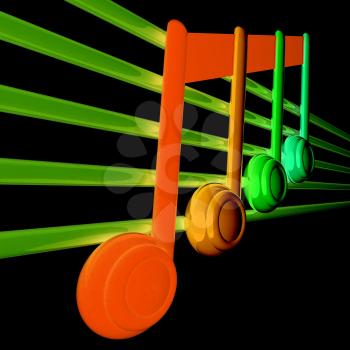 3D music note on staves