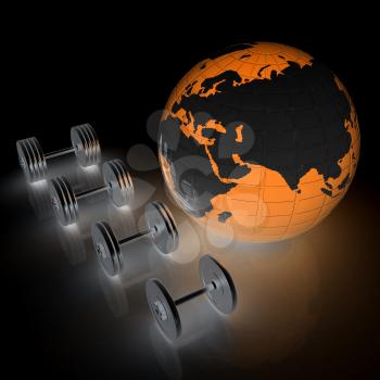 dumbbells and earth