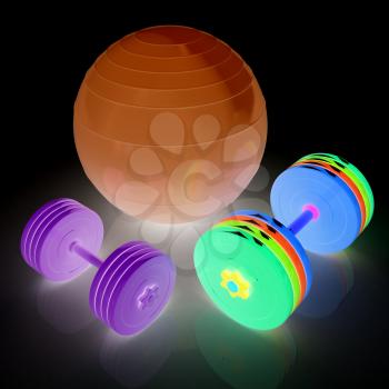 Fitness ball and dumbell