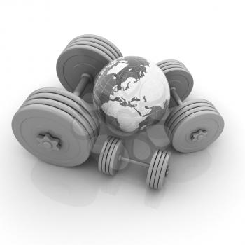 dumbbells and earth