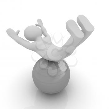 3d man exercising position on fitness ball. My biggest pilates series