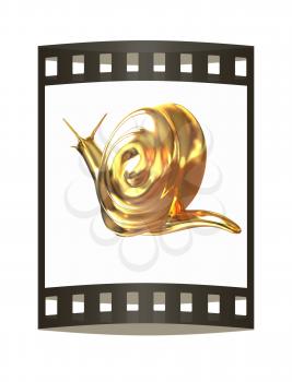 3d fantasy animal, gold snail on white background 