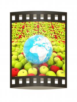 apples background and Earth. Global concept Thanksgiving Day