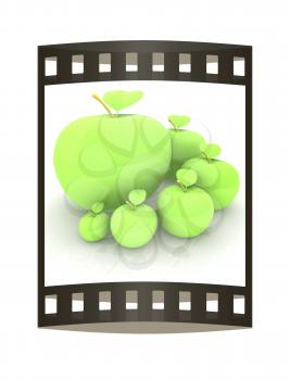 One large apple and apples around - from the smallest to largest. Dieting concept