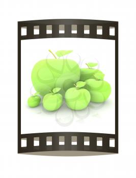 One large apple and apples around - from the smallest to largest. Dieting concept