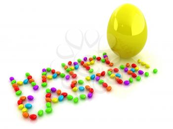 Easter eggs as a Happy Easter greeting and Big Easter Egg on white background