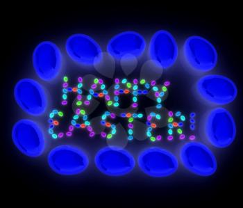 Easter eggs as a Happy Easter greeting on white background