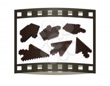 Set of Link selection computer mouse cursor on white background. The film strip