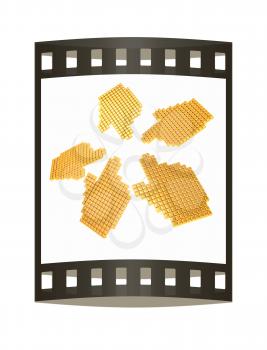 Link selection computer mouse cursor on white background. The film strip