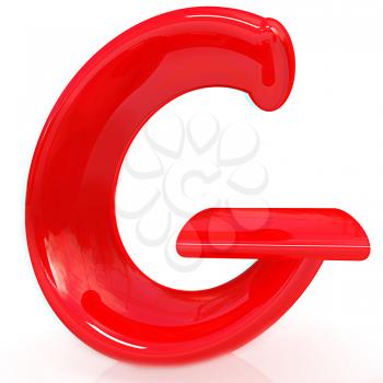 Alphabet on white background. Letter G on a white background. Anaglyph. View with red/cyan glasses to see in 3D. 3D illustration