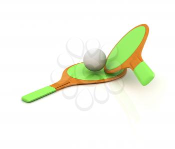 Rackets for playing table tennis. 3D rendering