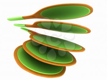 Rackets for playing table tennis. 3D rendering
