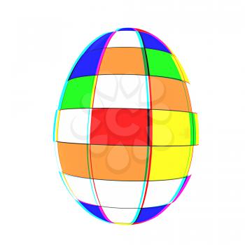 Easter egg on a white background. 3D illustration. Anaglyph. View with red/cyan glasses to see in 3D.