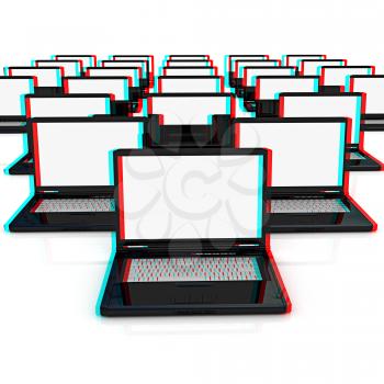 network concept on a white background. Anaglyph. View with red/cyan glasses to see in 3D. 3D illustration