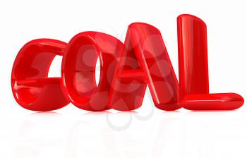The word Goal on a white background. 3D illustration. Anaglyph. View with red/cyan glasses to see in 3D.