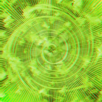 green effect of turbine abstraction. 3D illustration. Anaglyph. View with red/cyan glasses to see in 3D.