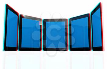 phones on a white background. 3D illustration. Anaglyph. View with red/cyan glasses to see in 3D.