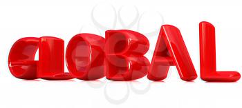 3d text Global on a white background. 3D illustration. Anaglyph. View with red/cyan glasses to see in 3D.
