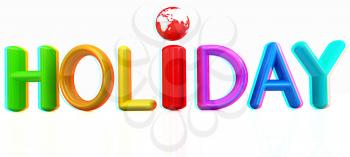 3d colorful text holiday on a white background. 3D illustration. Anaglyph. View with red/cyan glasses to see in 3D.