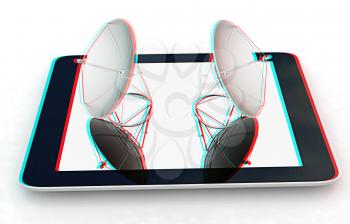 The concept of mobile high-speed Internet on a white background. 3D illustration. Anaglyph. View with red/cyan glasses to see in 3D.