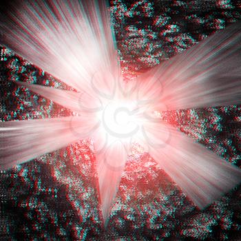 abstract background ball of magma.  Anaglyph. View with red/cyan glasses to see in 3D.