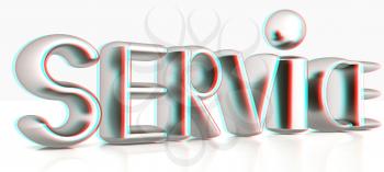 3d metal text service on a white background. 3D illustration. Anaglyph. View with red/cyan glasses to see in 3D.
