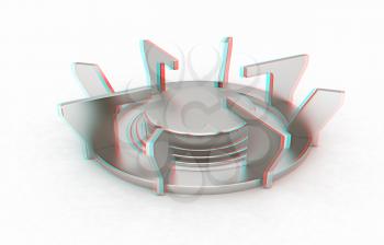 3d Gas Ring on a white background. 3D illustration. Anaglyph. View with red/cyan glasses to see in 3D.