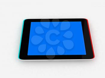 tablet pc on a white background. 3D illustration. Anaglyph. View with red/cyan glasses to see in 3D.