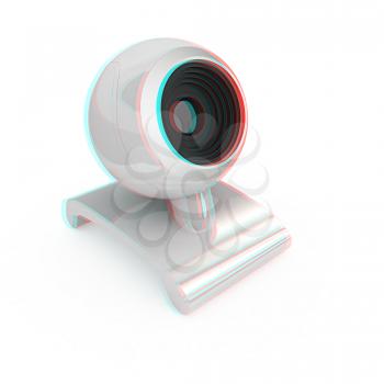 Web-cam on a white background. 3D illustration. Anaglyph. View with red/cyan glasses to see in 3D.