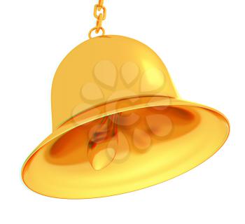 Gold bell on a white background. 3D illustration. Anaglyph. View with red/cyan glasses to see in 3D.