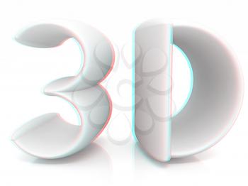 3d text on a white background. Anaglyph. View with red/cyan glasses to see in 3D. 3D illustration