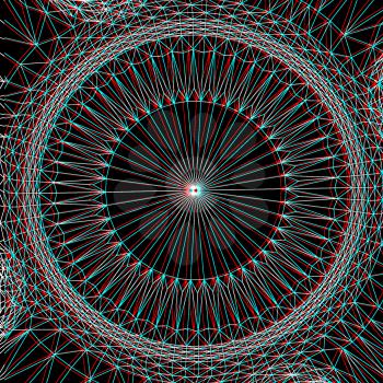 abstract pattern on a black background. 3D illustration. Anaglyph. View with red/cyan glasses to see in 3D.