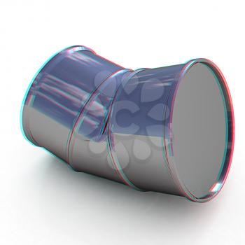 bent barrel on a white background. 3D illustration. Anaglyph. View with red/cyan glasses to see in 3D.