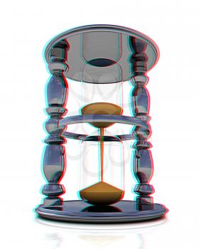 Handglass on a white background. 3D illustration. Anaglyph. View with red/cyan glasses to see in 3D.
