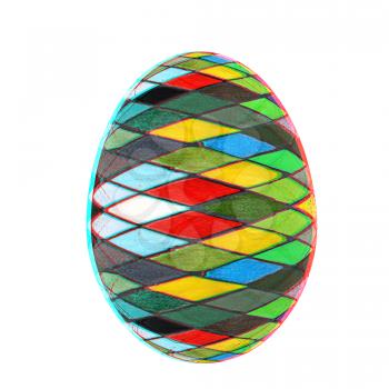 Easter Egg with colored strokes Isolated on white background. 3d. 3D illustration. Anaglyph. View with red/cyan glasses to see in 3D.