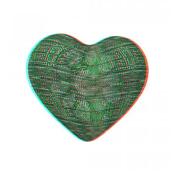 3d electronic heart isolated on white background. 3D illustration. Anaglyph. View with red/cyan glasses to see in 3D.