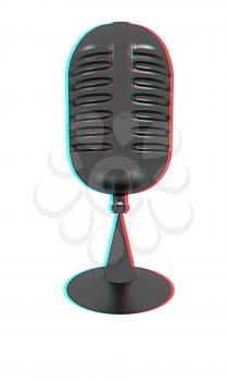 gray carbon microphone icon on a white background. 3D illustration. Anaglyph. View with red/cyan glasses to see in 3D.