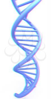 DNA structure model on white. 3D illustration. Anaglyph. View with red/cyan glasses to see in 3D.