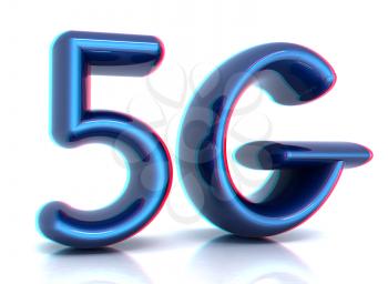 5g internet network. 3d text. 3D illustration. Anaglyph. View with red/cyan glasses to see in 3D.