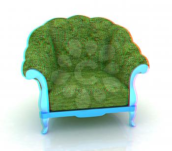 Herbal armchair on a white background. 3D illustration. Anaglyph. View with red/cyan glasses to see in 3D.
