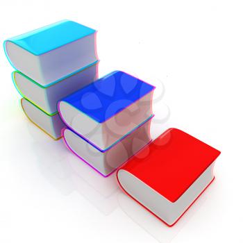 Glossy Books Icon isolated on a white background. 3D illustration. Anaglyph. View with red/cyan glasses to see in 3D.