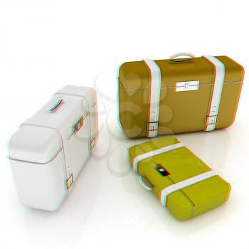 travel bags on white . 3D illustration. Anaglyph. View with red/cyan glasses to see in 3D.