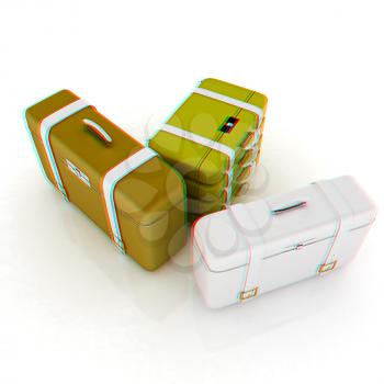 travel bags on white . 3D illustration. Anaglyph. View with red/cyan glasses to see in 3D.
