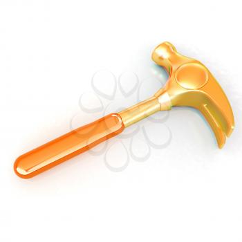 Hammer on white background . 3D illustration. Anaglyph. View with red/cyan glasses to see in 3D.
